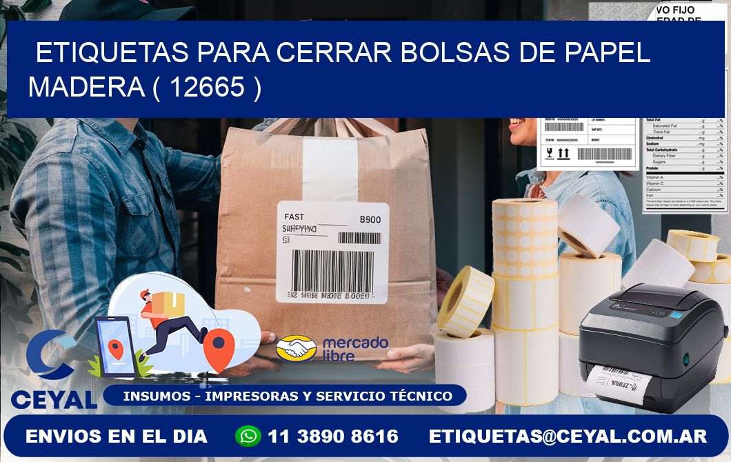 ETIQUETAS PARA CERRAR BOLSAS DE PAPEL MADERA ( 12665 )