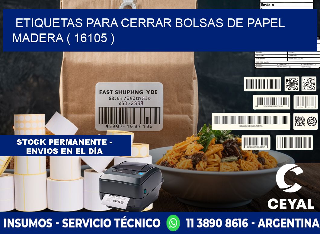 ETIQUETAS PARA CERRAR BOLSAS DE PAPEL MADERA ( 16105 )