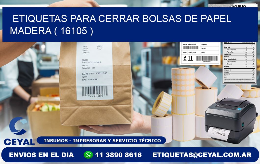 ETIQUETAS PARA CERRAR BOLSAS DE PAPEL MADERA ( 16105 )