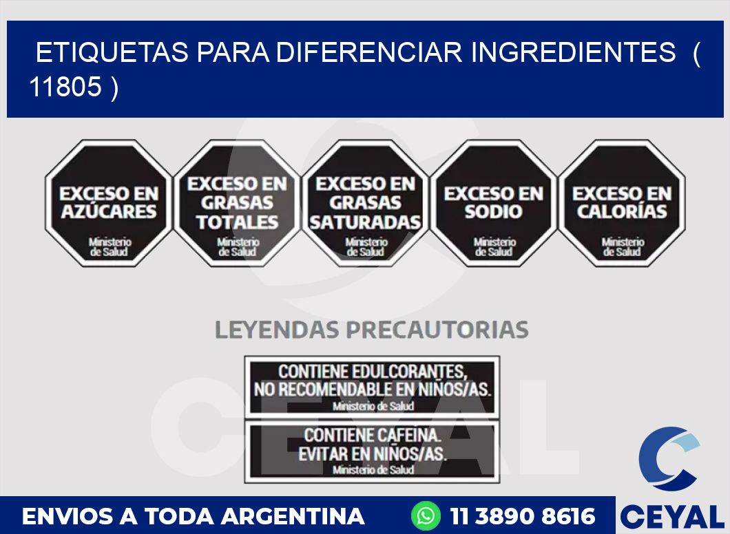 ETIQUETAS PARA DIFERENCIAR INGREDIENTES  ( 11805 )