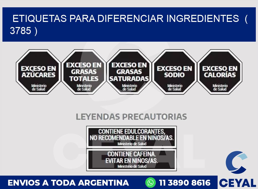 ETIQUETAS PARA DIFERENCIAR INGREDIENTES  ( 3785 )