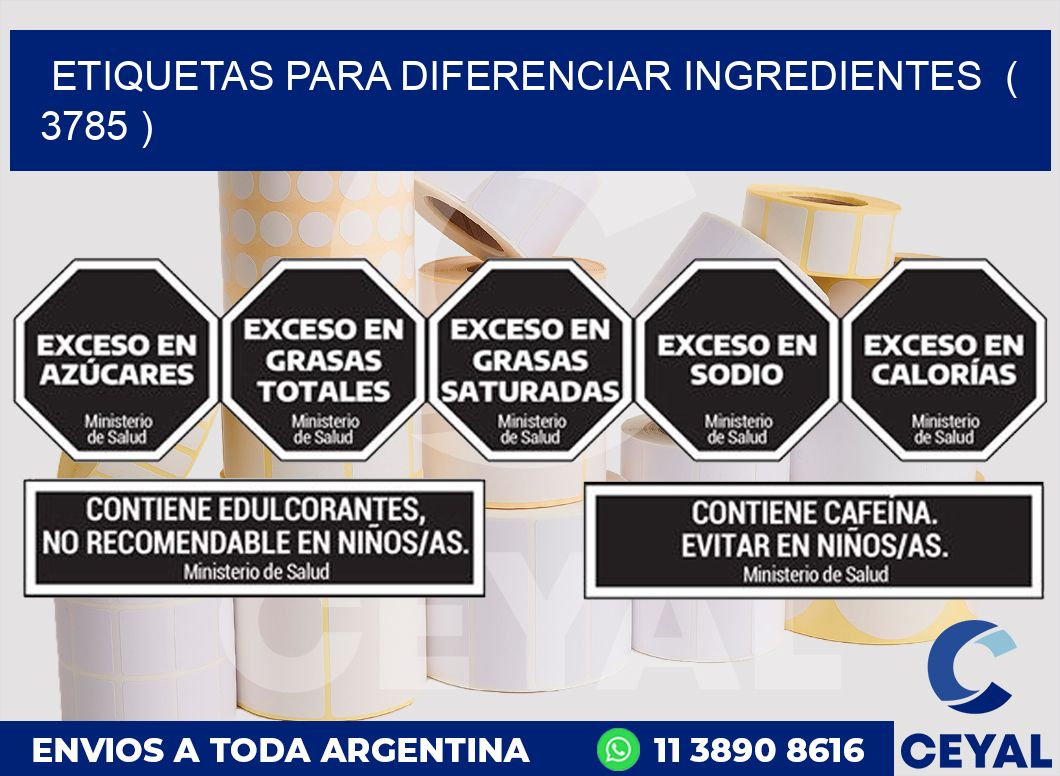 ETIQUETAS PARA DIFERENCIAR INGREDIENTES  ( 3785 )