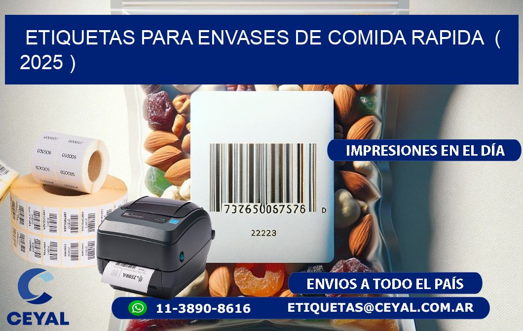 ETIQUETAS PARA ENVASES DE COMIDA RAPIDA  ( 2025 )