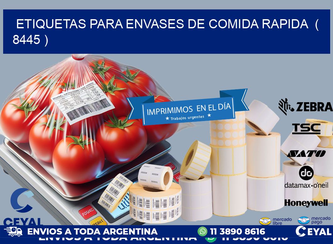 ETIQUETAS PARA ENVASES DE COMIDA RAPIDA  ( 8445 )