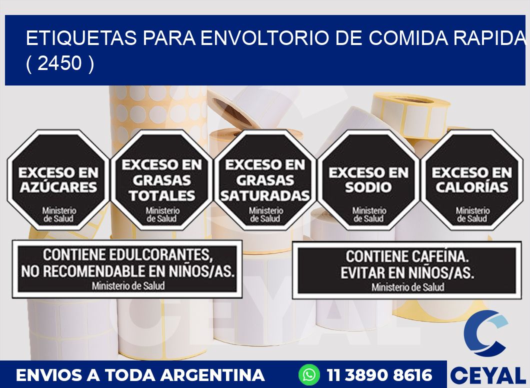 ETIQUETAS PARA ENVOLTORIO DE COMIDA RAPIDA  ( 2450 )