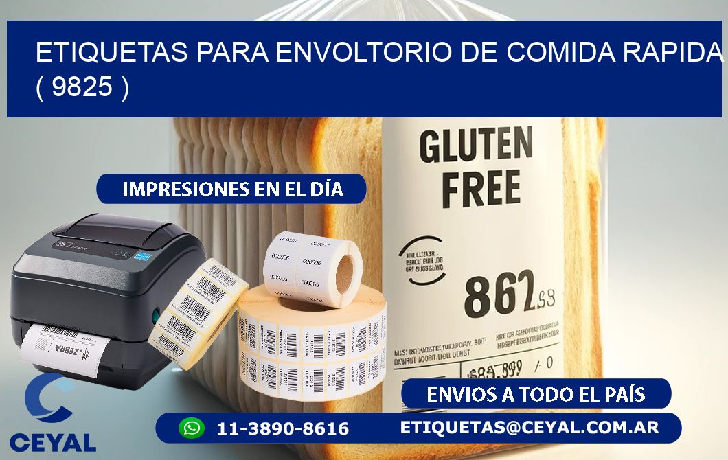 ETIQUETAS PARA ENVOLTORIO DE COMIDA RAPIDA  ( 9825 )