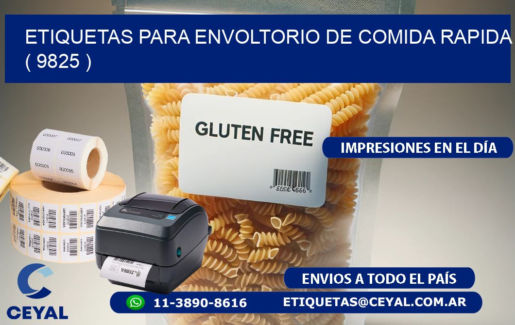 ETIQUETAS PARA ENVOLTORIO DE COMIDA RAPIDA  ( 9825 )