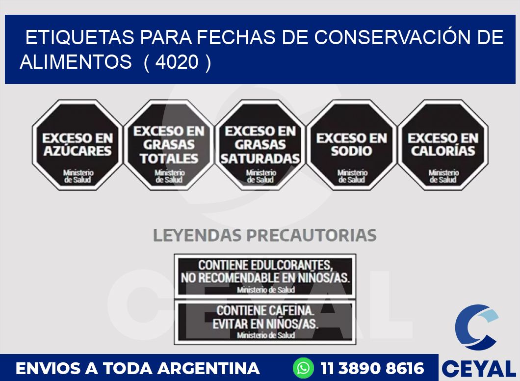 ETIQUETAS PARA FECHAS DE CONSERVACIÓN DE ALIMENTOS  ( 4020 )