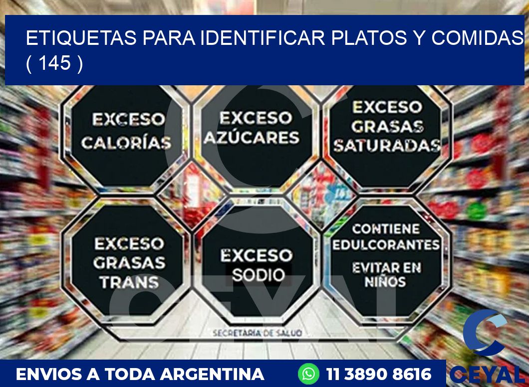 ETIQUETAS PARA IDENTIFICAR PLATOS Y COMIDAS  ( 145 )