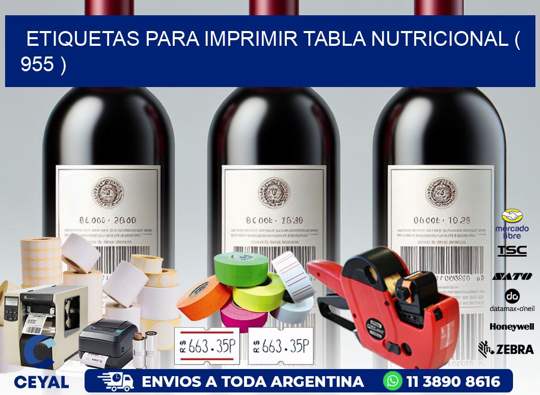 ETIQUETAS PARA IMPRIMIR TABLA NUTRICIONAL ( 955 )