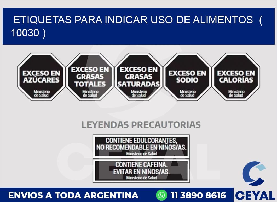 ETIQUETAS PARA INDICAR USO DE ALIMENTOS  ( 10030 )