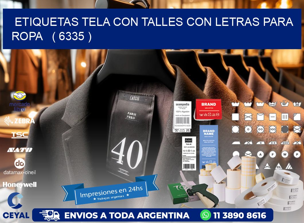 ETIQUETAS TELA CON TALLES CON LETRAS PARA ROPA   ( 6335 )