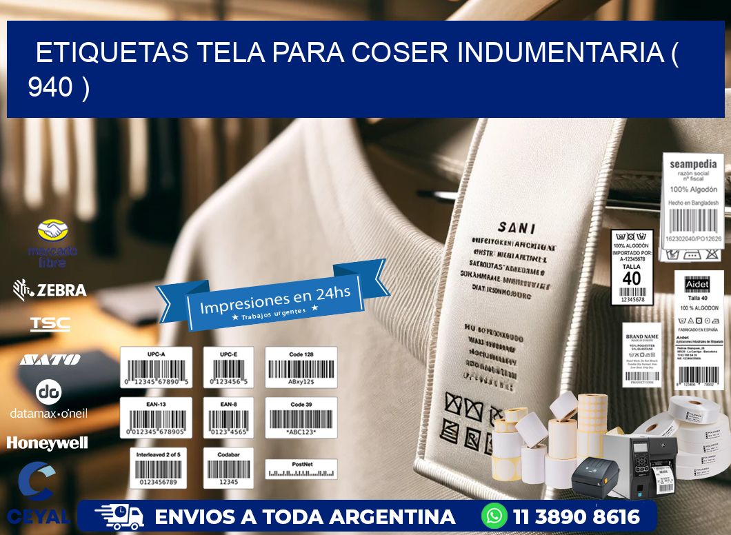 ETIQUETAS TELA PARA COSER INDUMENTARIA ( 940 )