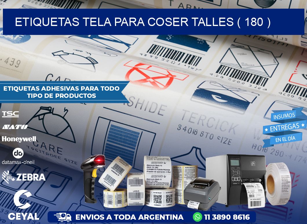 ETIQUETAS TELA PARA COSER TALLES ( 180 )