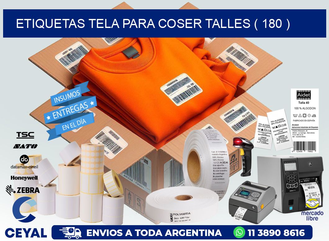 ETIQUETAS TELA PARA COSER TALLES ( 180 )