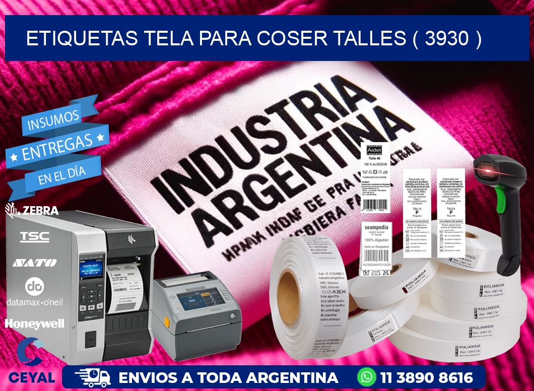 ETIQUETAS TELA PARA COSER TALLES ( 3930 )