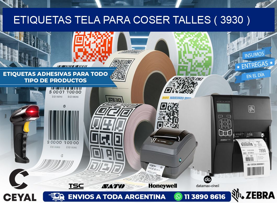 ETIQUETAS TELA PARA COSER TALLES ( 3930 )