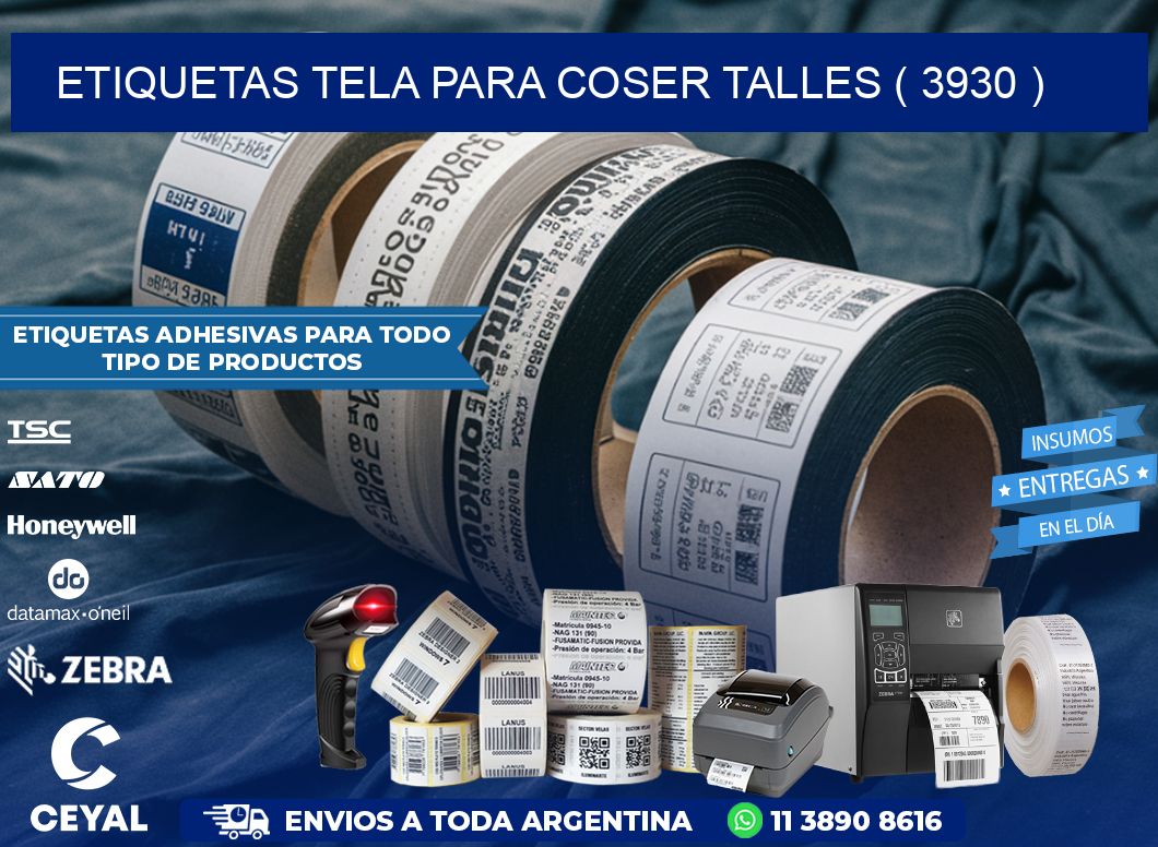 ETIQUETAS TELA PARA COSER TALLES ( 3930 )