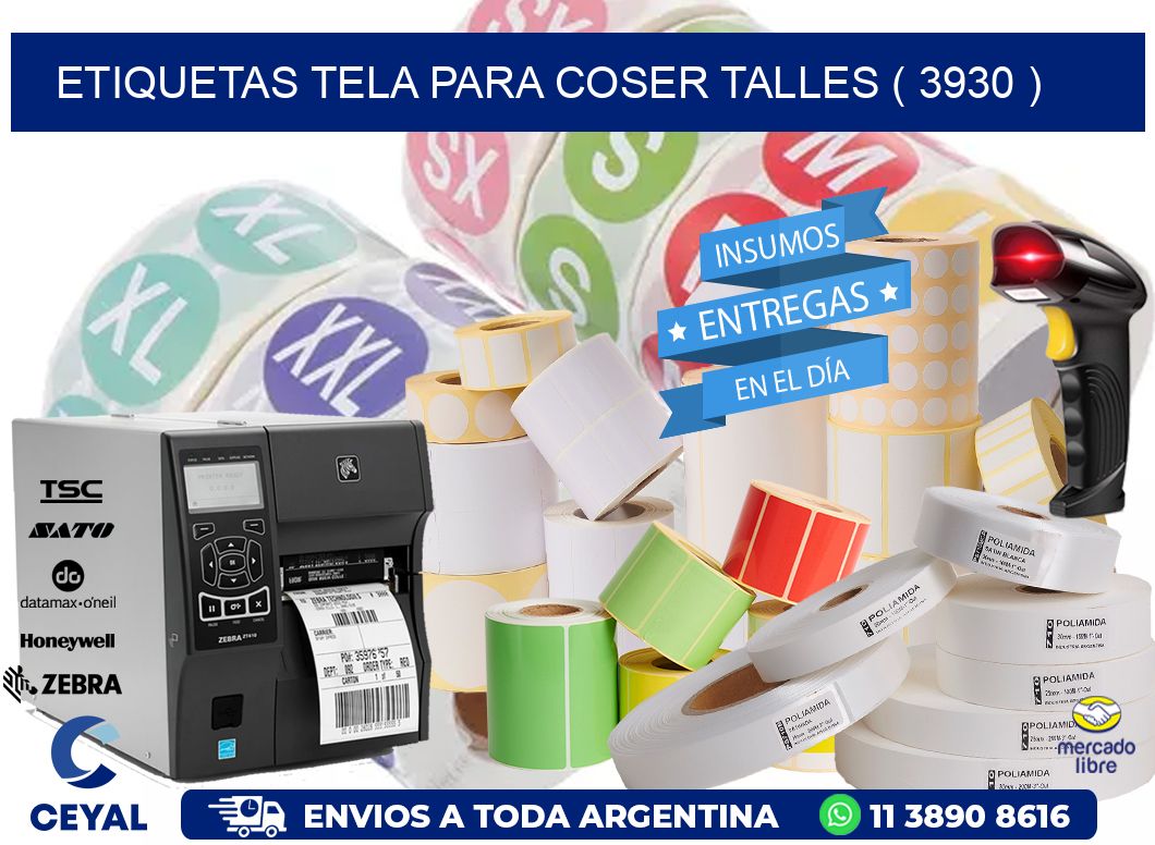 ETIQUETAS TELA PARA COSER TALLES ( 3930 )