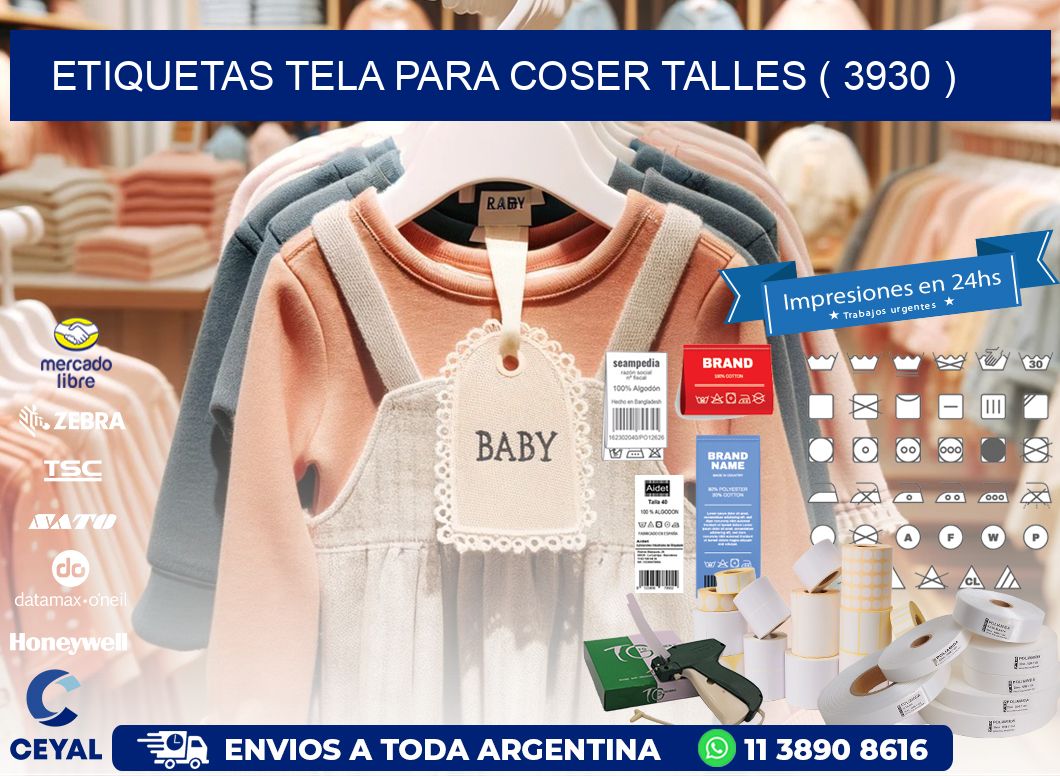 ETIQUETAS TELA PARA COSER TALLES ( 3930 )