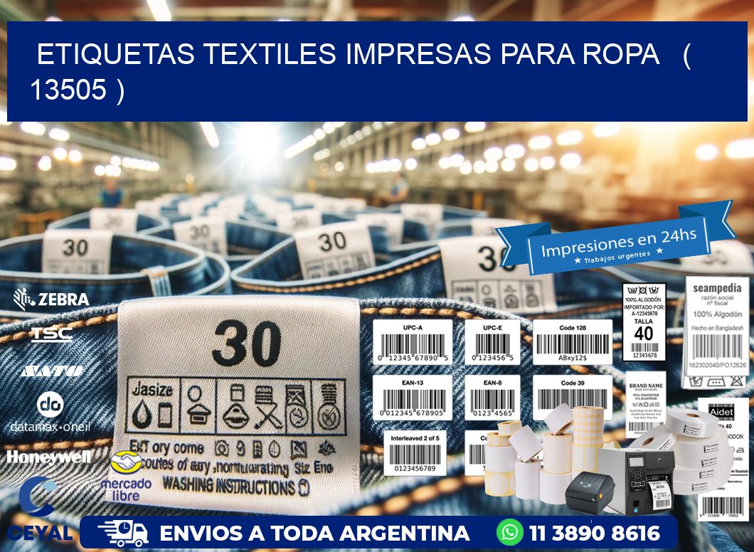 ETIQUETAS TEXTILES IMPRESAS PARA ROPA   ( 13505 )