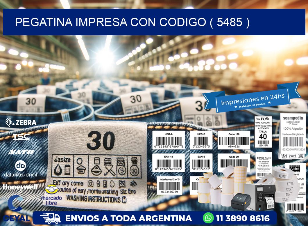 PEGATINA IMPRESA CON CODIGO ( 5485 )