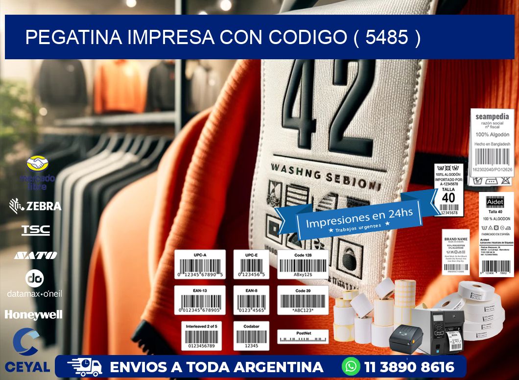 PEGATINA IMPRESA CON CODIGO ( 5485 )