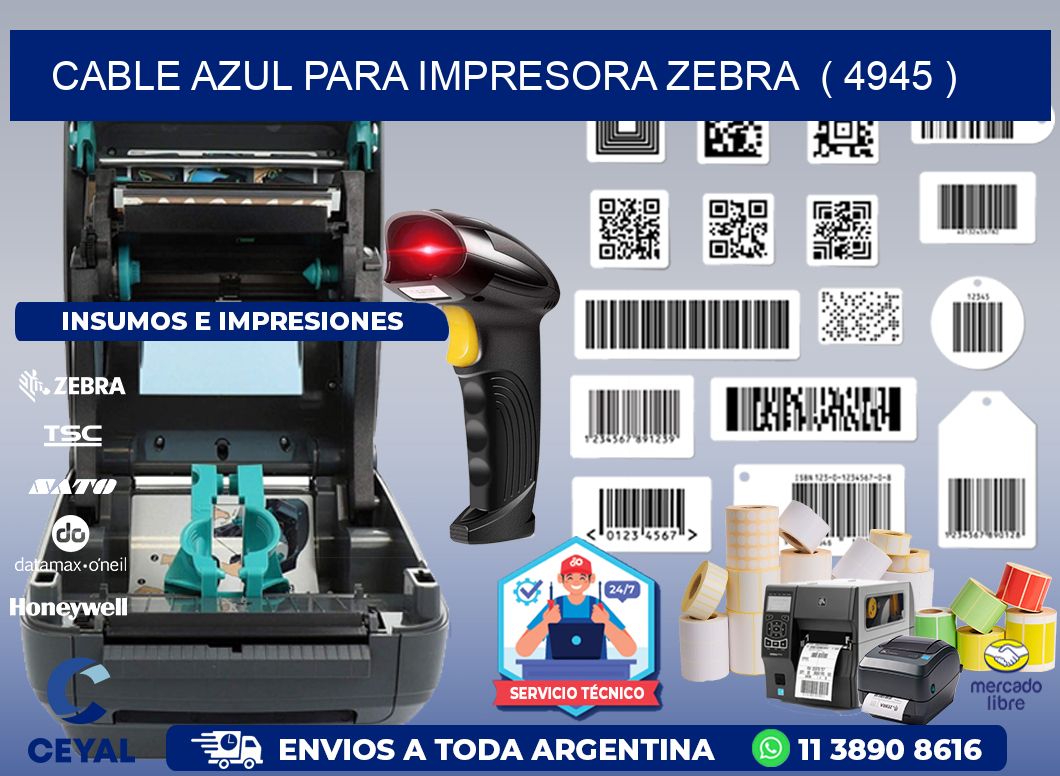 cable azul para impresora zebra  ( 4945 )