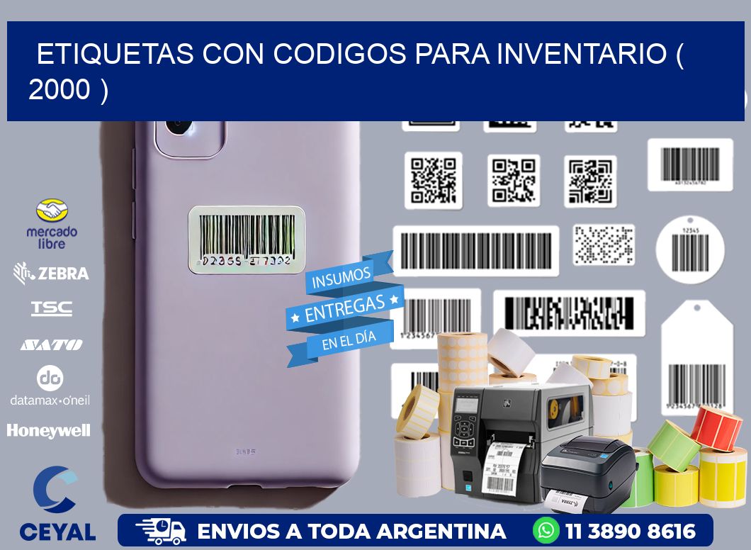 ETIQUETAS CON CODIGOS PARA INVENTARIO ( 2000 )