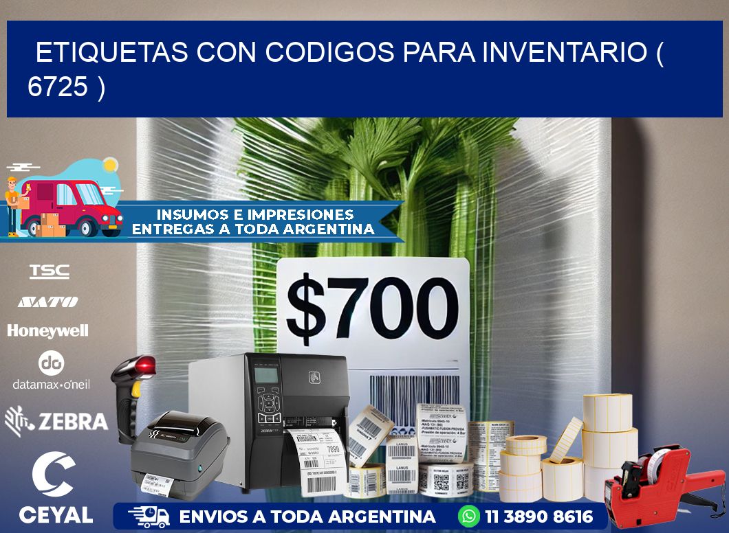 ETIQUETAS CON CODIGOS PARA INVENTARIO ( 6725 )