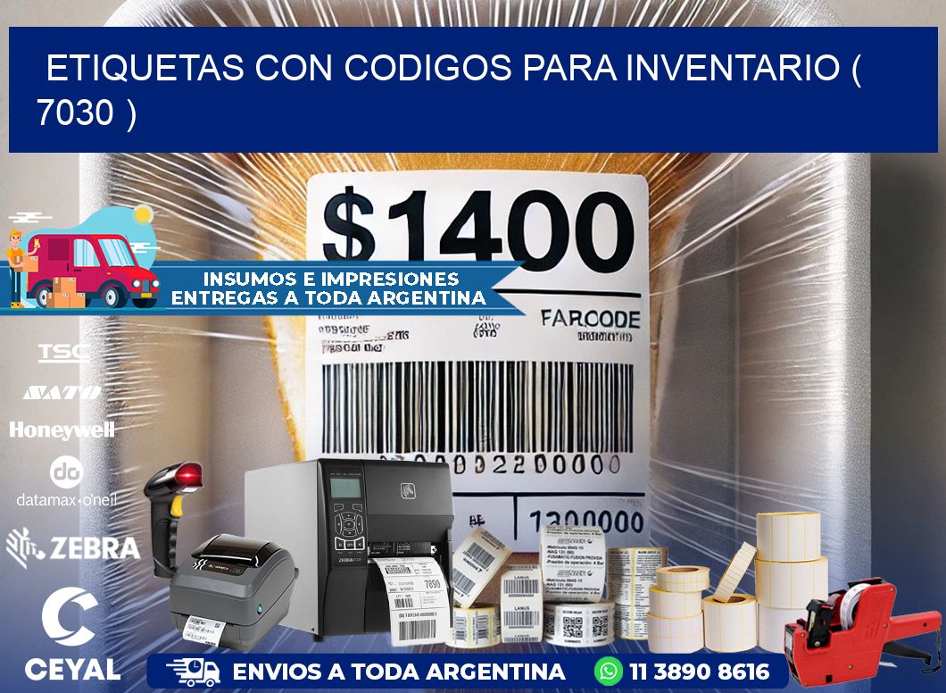 ETIQUETAS CON CODIGOS PARA INVENTARIO ( 7030 )