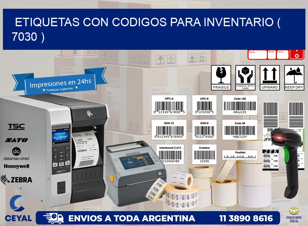 ETIQUETAS CON CODIGOS PARA INVENTARIO ( 7030 )