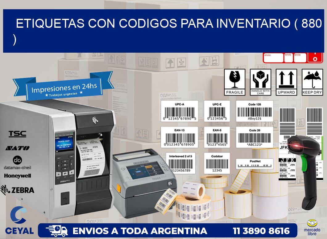 ETIQUETAS CON CODIGOS PARA INVENTARIO ( 880 )