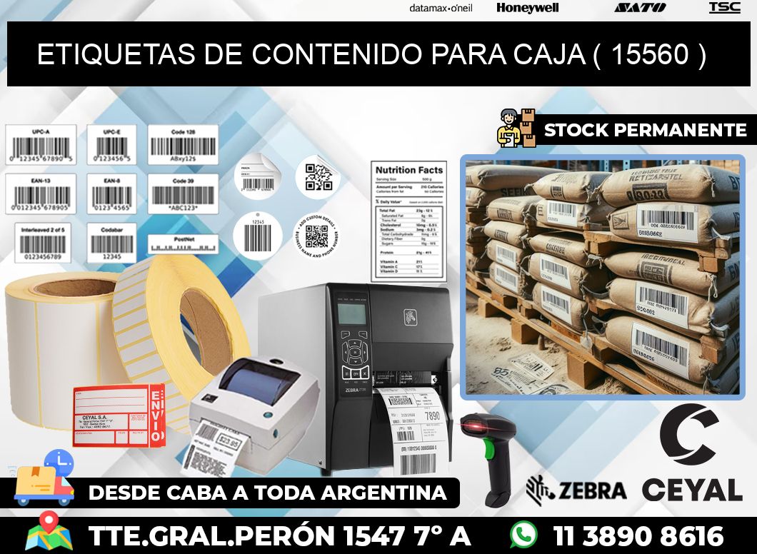 ETIQUETAS DE CONTENIDO PARA CAJA ( 15560 )