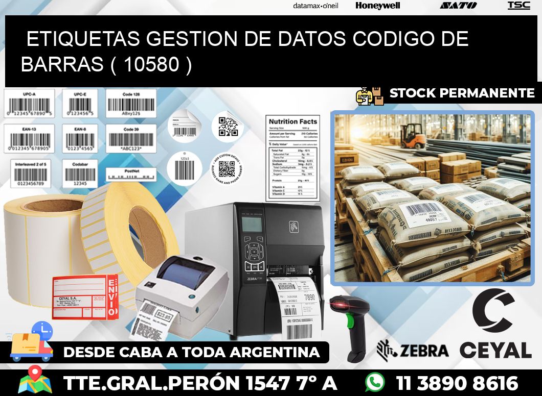 ETIQUETAS GESTION DE DATOS CODIGO DE BARRAS ( 10580 )