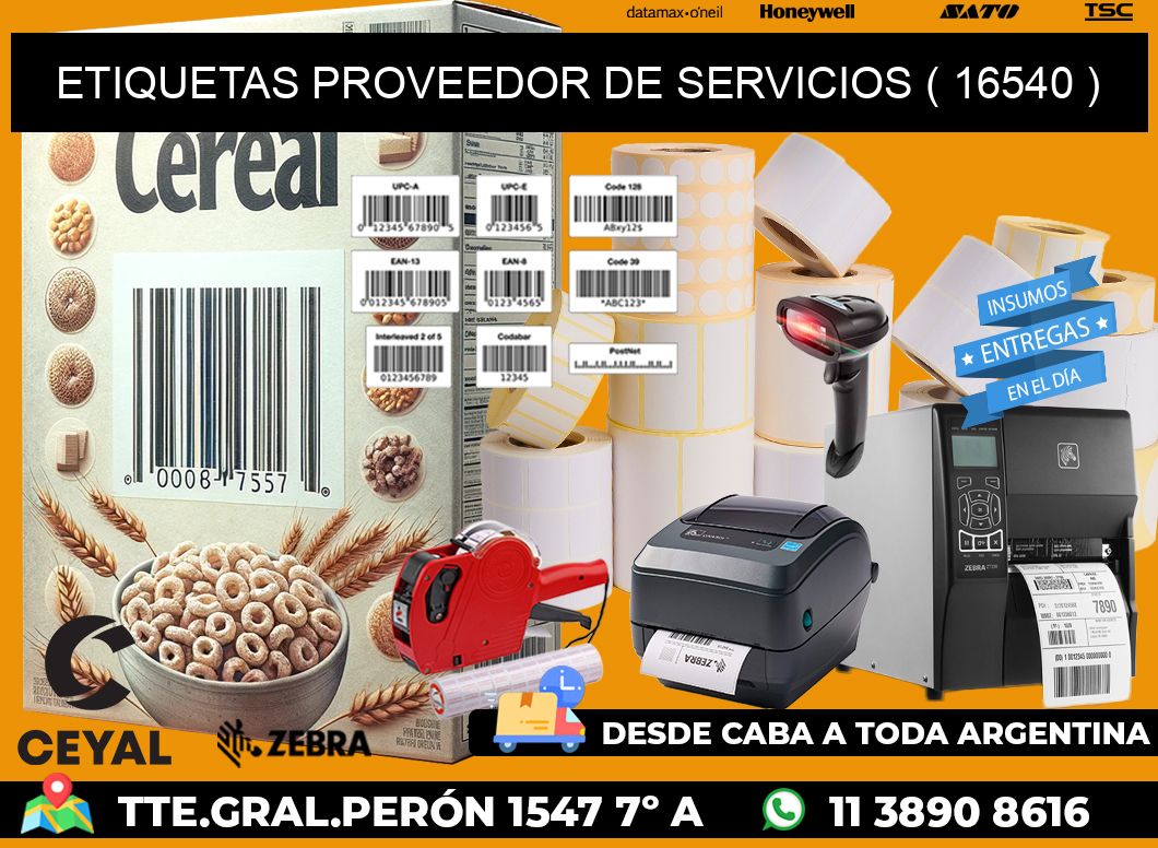 ETIQUETAS PROVEEDOR DE SERVICIOS ( 16540 )