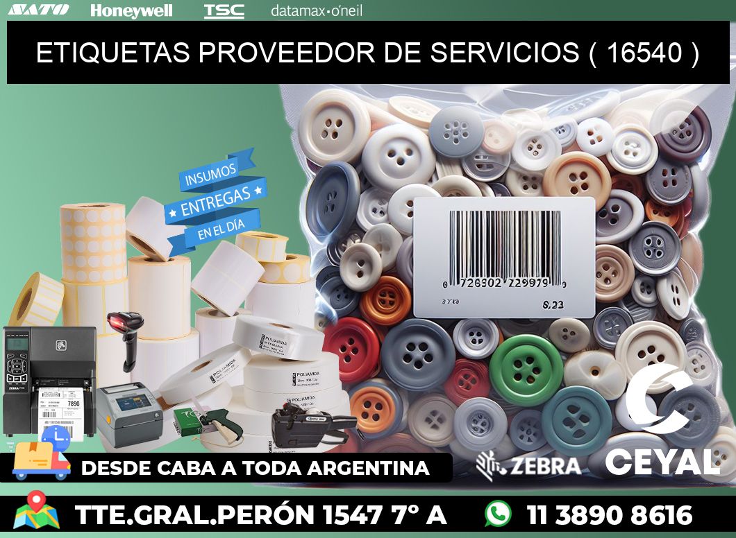 ETIQUETAS PROVEEDOR DE SERVICIOS ( 16540 )