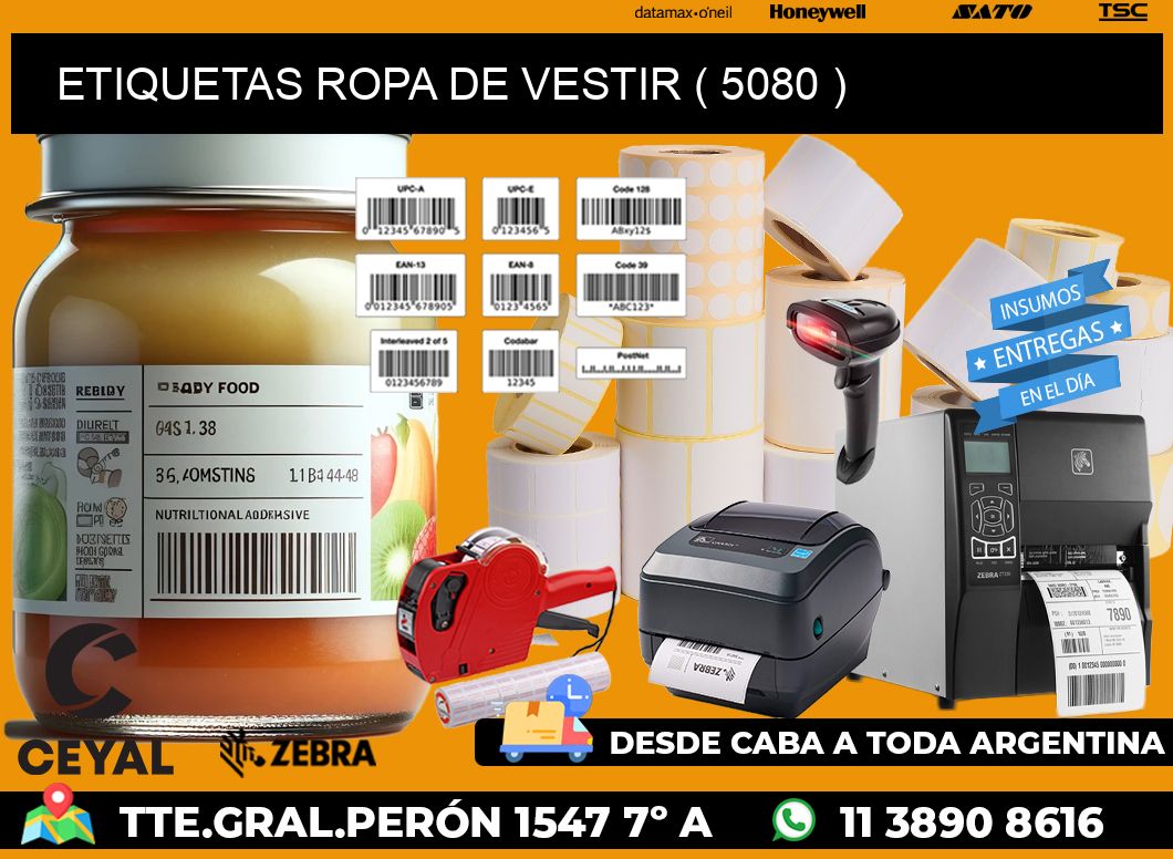 ETIQUETAS ROPA DE VESTIR ( 5080 )