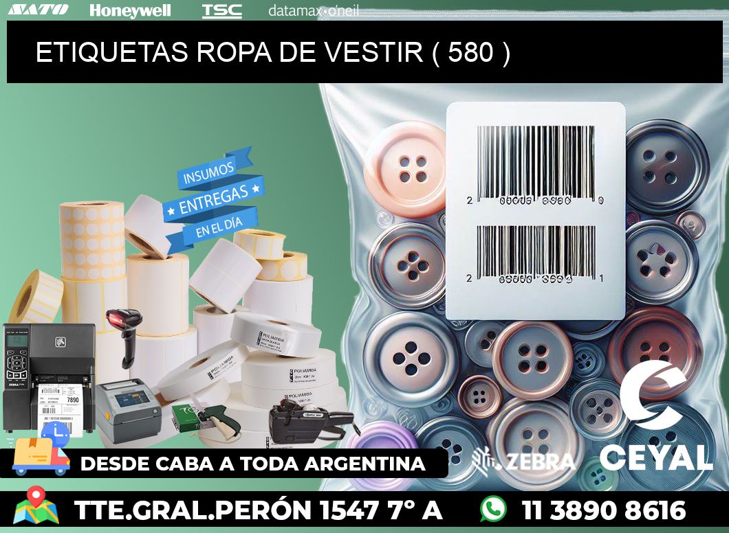 ETIQUETAS ROPA DE VESTIR ( 580 )