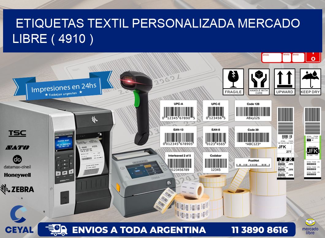 ETIQUETAS TEXTIL PERSONALIZADA MERCADO LIBRE ( 4910 )