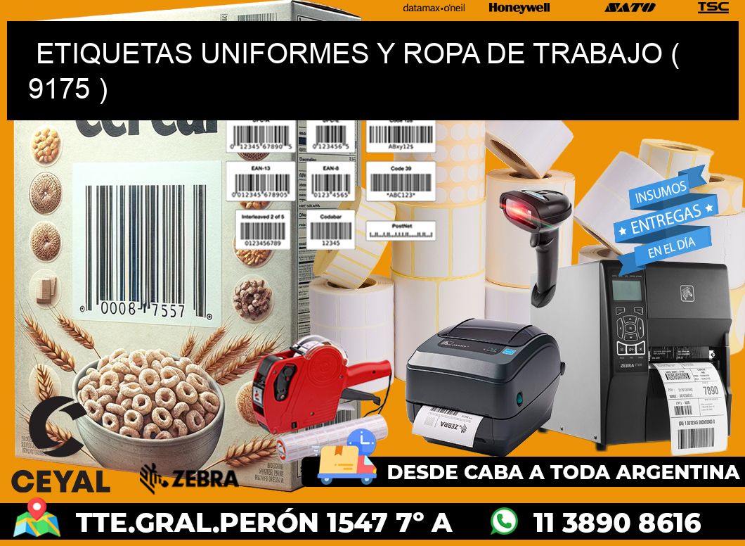 ETIQUETAS UNIFORMES Y ROPA DE TRABAJO ( 9175 )