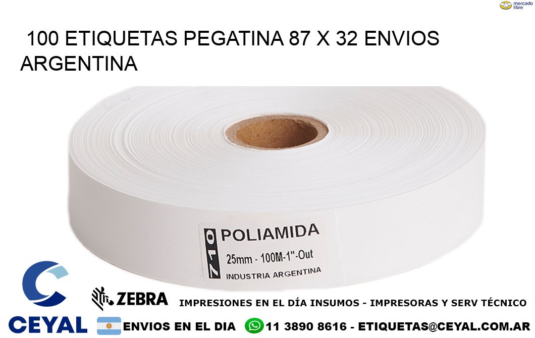 100 ETIQUETAS PEGATINA 87 x 32 ENVIOS ARGENTINA