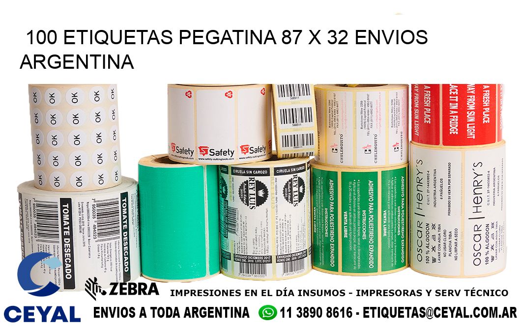 100 ETIQUETAS PEGATINA 87 x 32 ENVIOS ARGENTINA