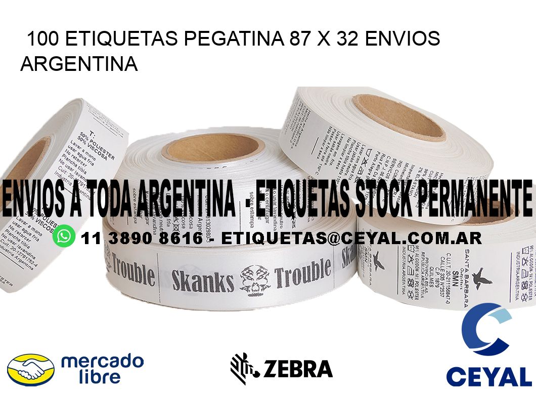 100 ETIQUETAS PEGATINA 87 x 32 ENVIOS ARGENTINA