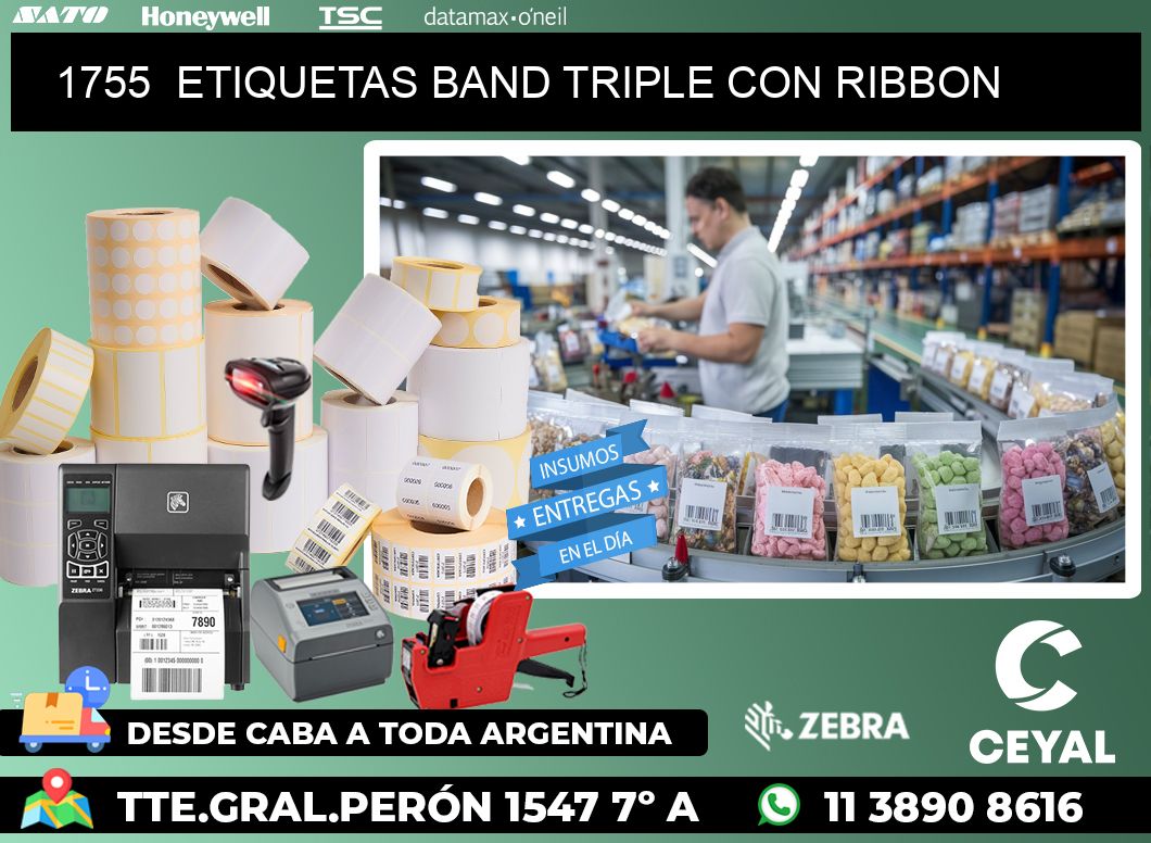 1755  ETIQUETAS BAND TRIPLE CON RIBBON