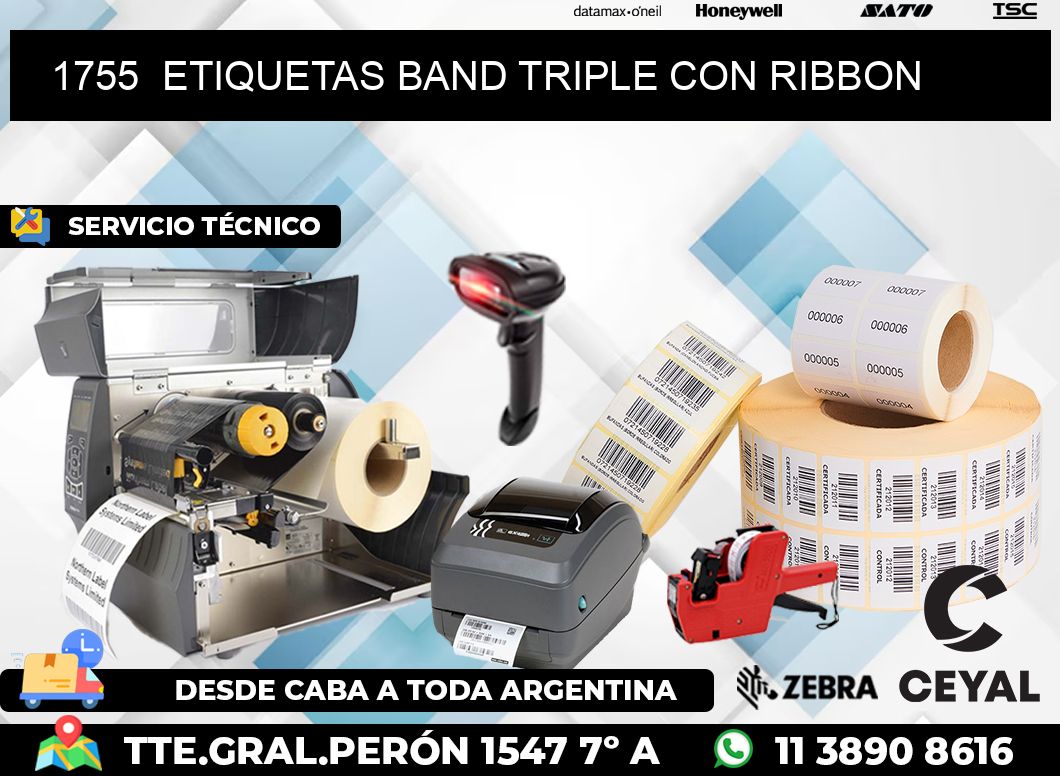 1755  ETIQUETAS BAND TRIPLE CON RIBBON