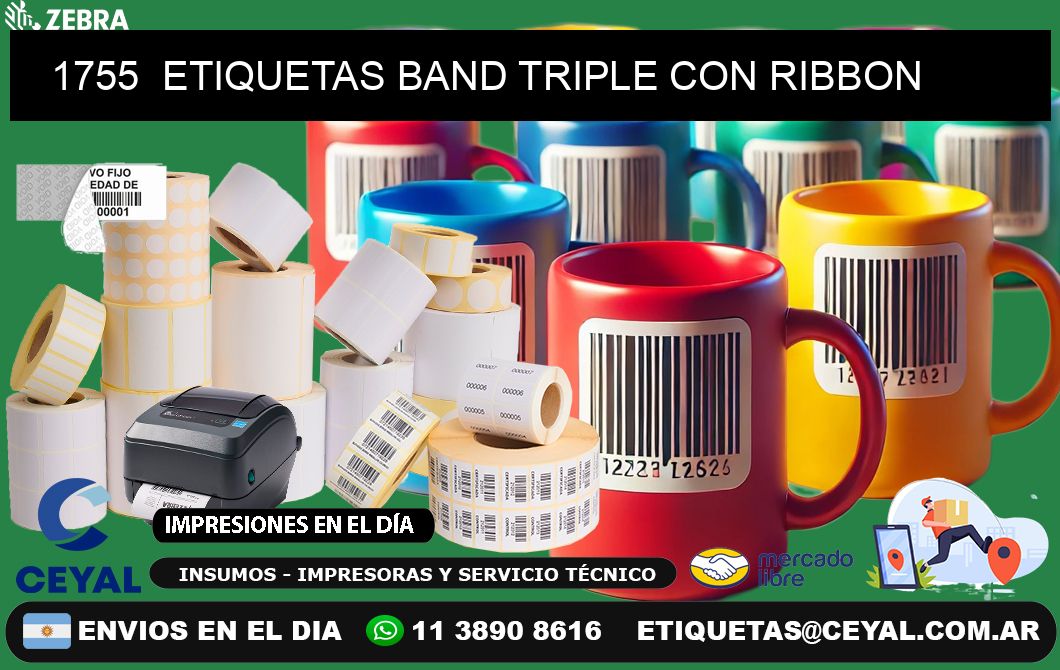 1755  ETIQUETAS BAND TRIPLE CON RIBBON