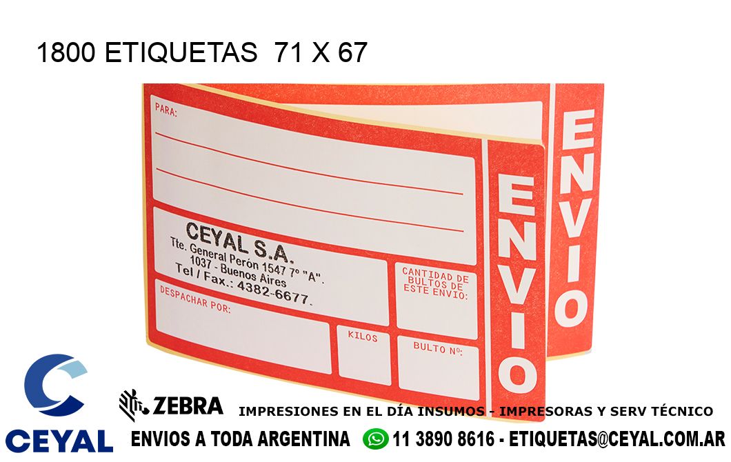 1800 ETIQUETAS  71 x 67