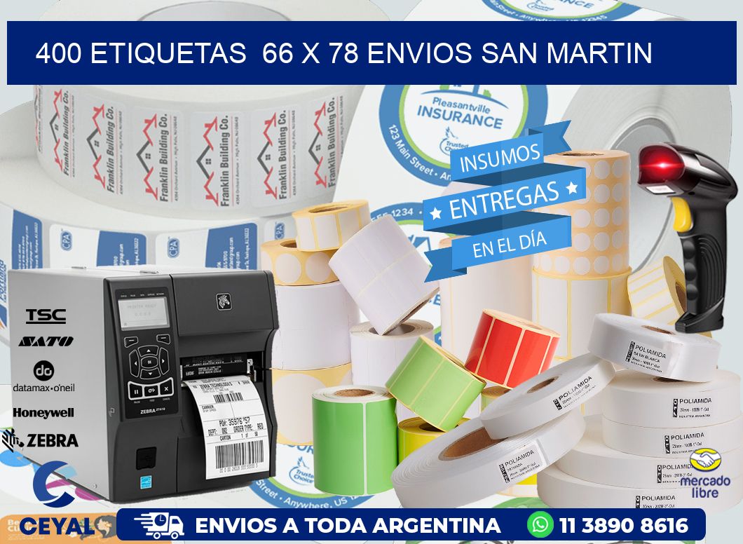 400 ETIQUETAS  66 x 78 ENVIOS SAN MARTIN