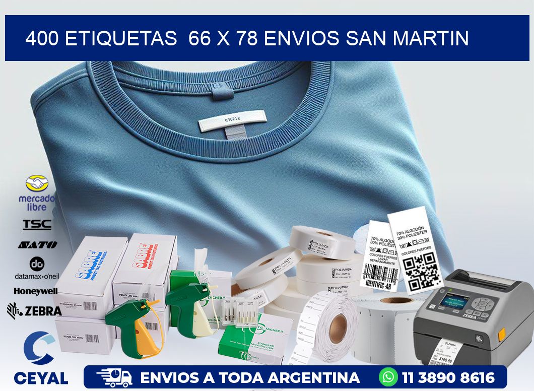 400 ETIQUETAS  66 x 78 ENVIOS SAN MARTIN